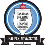 Canadian Brewing Awards 2023 Logo featuring a goblet-style beer glass on a white background with a banner that reads Halifax Nova Scotia